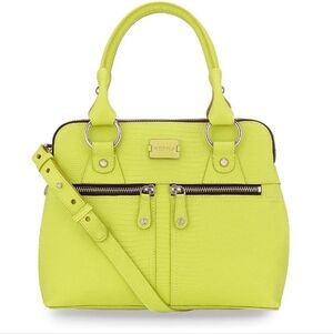 Modalu England Leather Lemon  Yellow Bag Purse Satchel with Lizard Skin Texture